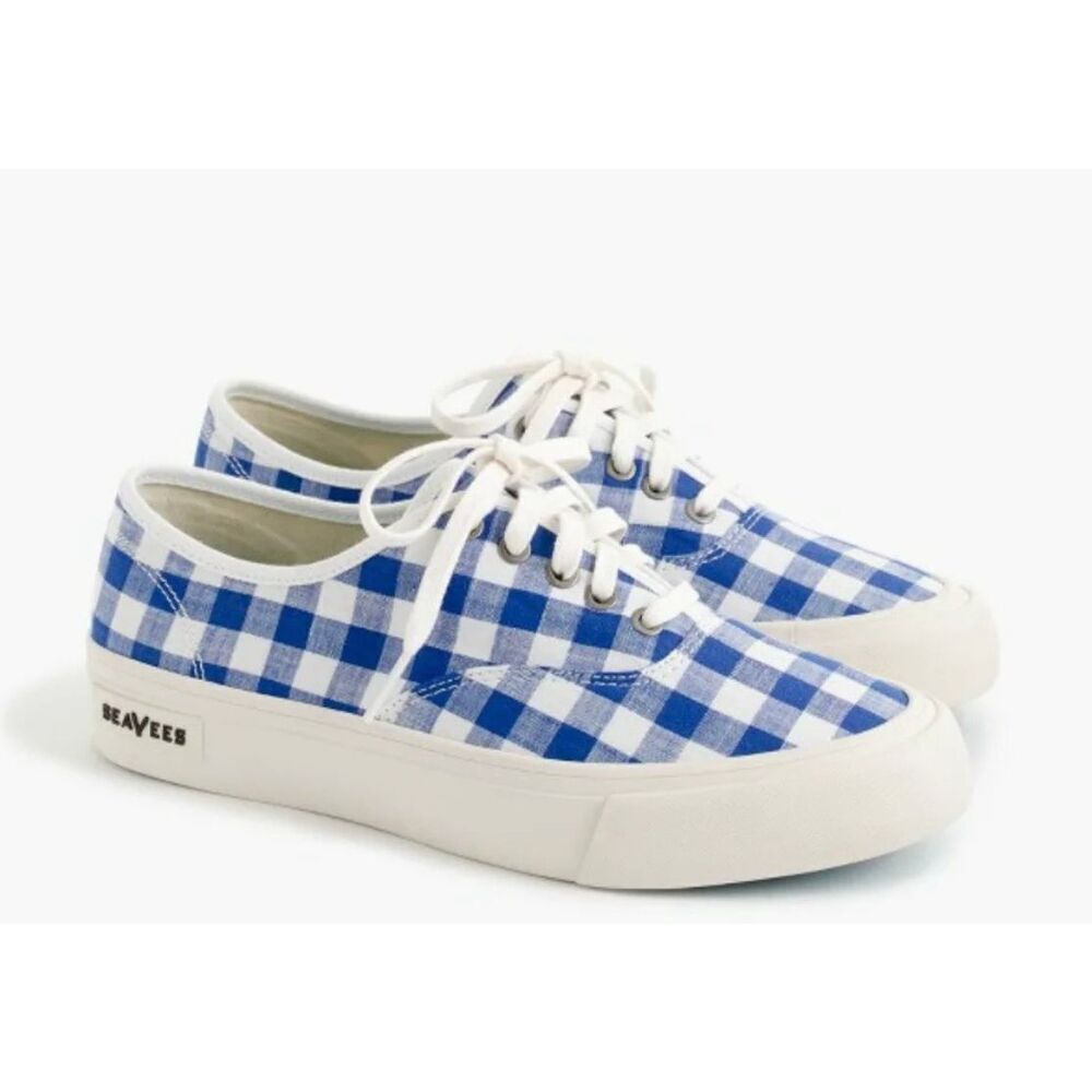 J.crew X Seavees blue gingham canvas sneakers 6
